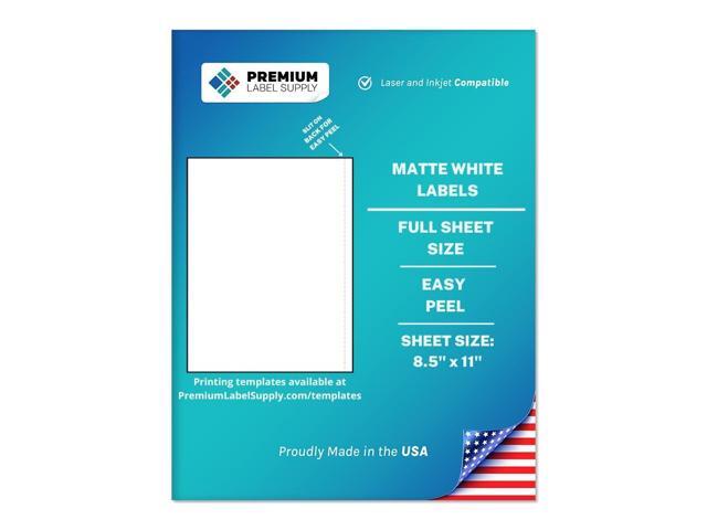 White Sticker Full Sheet Shipping Labels 8.5' x 11' Laser/Inkjet Compatible (1 per Sheet), 500 Sheets - Letter Size