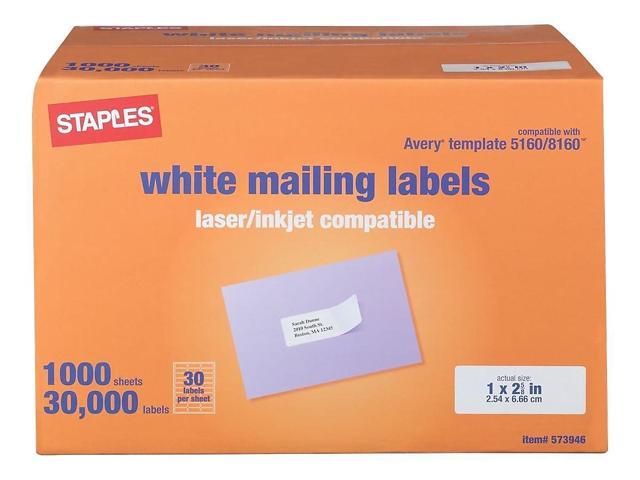 Laser & Inkjet Address Labels, 1' x 25/8', White, 30 Labels per Sheet, Printable Mailing Labels for Home & Office