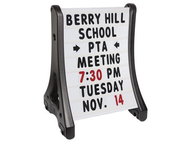 24'x36' Changeable Message Board Sidewalk Sign, Standard Portable A-Frame Sign & Letter Kit for Outdoor, Business, Large Black Standing Frame with...