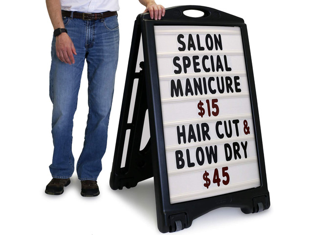24'x36' Changeable Message Sign Board Sidewalk Sign, Standard Portable BigBoss & Letter Kit for Outdoor, Business, Large Black Standing Frame with...
