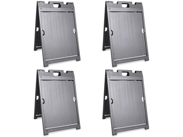 (Pack of 4) Two-Sided BabyBoss Sidewalk Sign Frame with Slide-In Feature/A-Frame Sandwich Board for 24 x 18 inch Signs, Plastic, Black, Made in USA