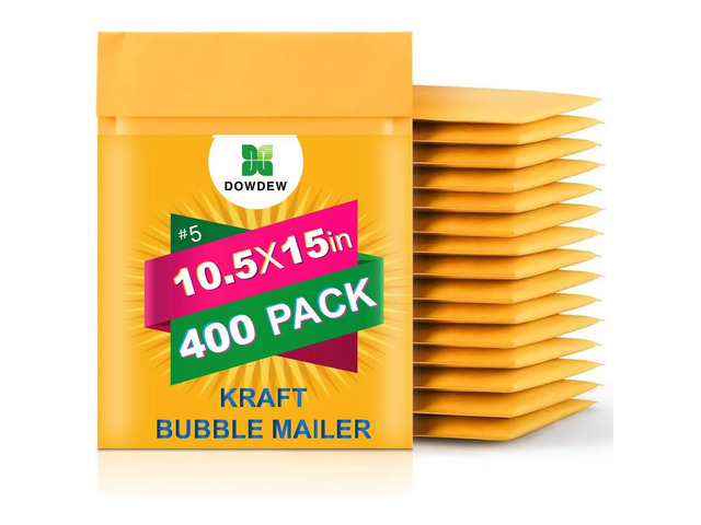 Kraft Bubble Mailers [400 Pack] Shipping Mailing Packing Padded Envelopes #5 (10.5' x 15')
