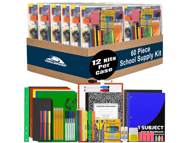Bulk Back to School Supplies 60 Piece Bundle Kits for Girls, Boys, Kids Back to School Supply Box Set Includes Notebooks, Folders, Headphones,...