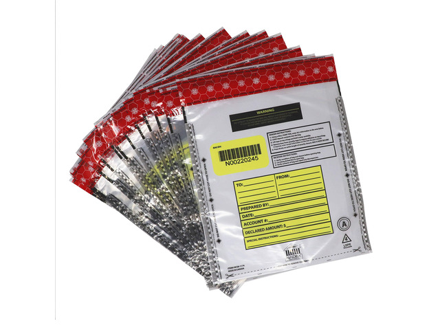 9 x 12 Inch Tamper Evident Bank Deposit Bags with FRAUDSTOPPER Level 4 Security, 1000 Pack (Clear)