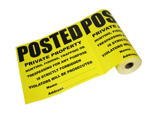 600 Custom Posted Yellow Private Property Signs - 11' x 11' Outdoor, Weatherproof Tear- Resistant Tyvek High Visibility Fade Resistant Warning No...