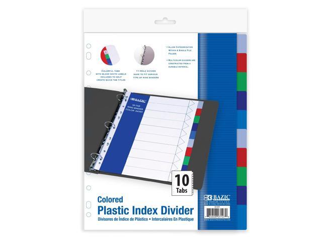 Binder Dividers, 10 Color Index Tabs, Pre-Printed, 144-Case 10 multicolor index tabs, reinforced 3-hole edge fits 3-ring binders