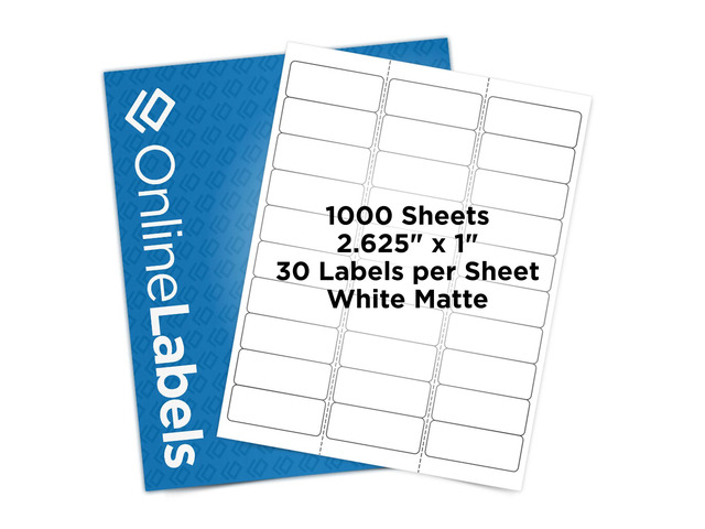 OnlineLabels 2.625' x 1' Address Labels - White Matte - 1,000 Sheets Permanent Adhesive, Blank Rectangle Labels, Inkjet & Laser Compatible, Ideal...