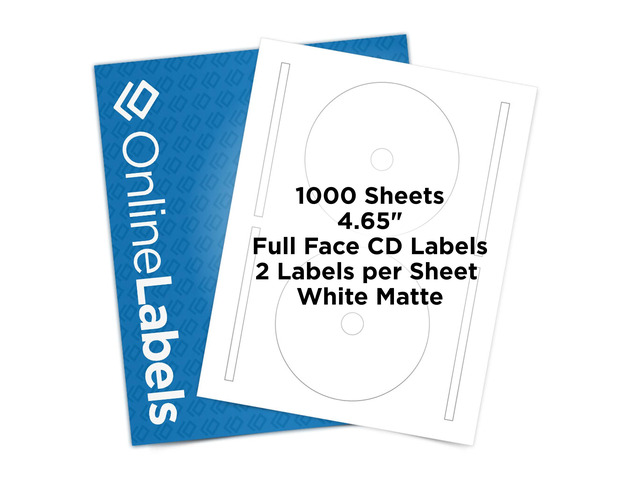 4.65 Inch Full-Face CD/DVD Labels & Spine Label - Pack of 2,000 Sets of CD/DVD Stickers, 1,000 Sheets - Inkjet/Laser Printer