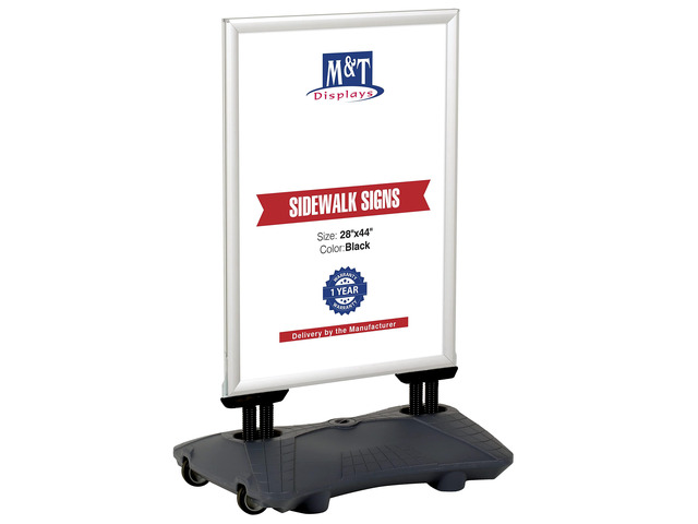 WindPro Lite Weather and Wind Resistant Outdoor Pavement Curb Sidewalk Sign Holder for 28x44 Inch Posters Silver Aluminum Easy Front Loading Snap...