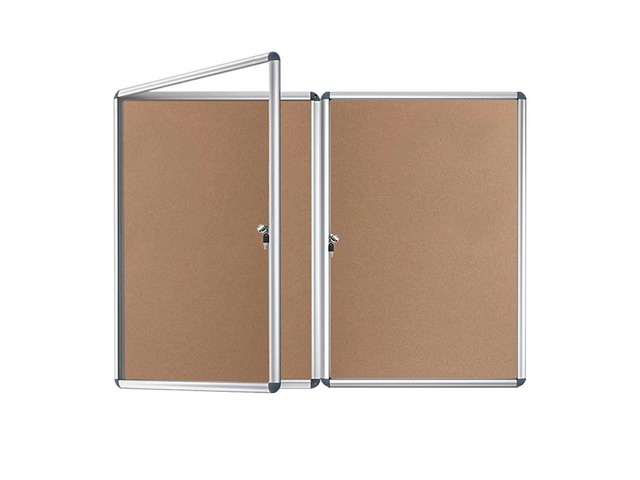 Tamperproof Lockable Cork Noticeboard Class 1 Aluminium Framed 36x24 Inches, Pack of 2