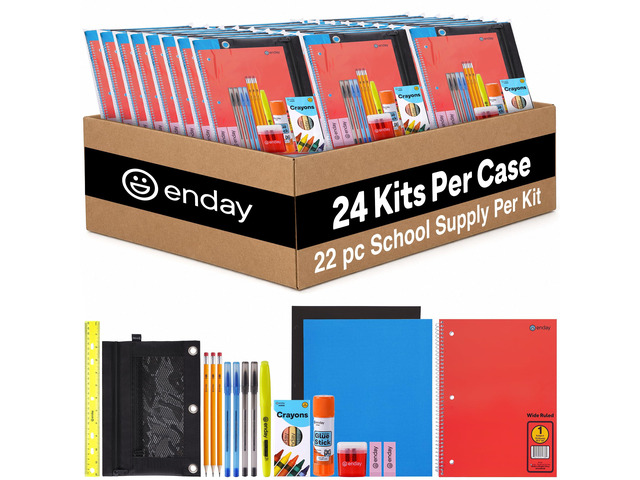 24 Pack Bulk School Supplies for Kids 22 Piece Back to School Supplies in Each Kit, Premium Quality Kids School Supply for Girls & Boys,...