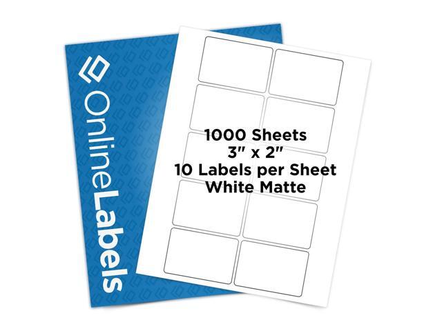 3 x 2 Rectangle Labels - Permanent, White Matte - Wax Melt, Soap, Address Labels - Pack of 10,000 Labels, 1,000 Sheets - Inkjet/Laser Printers