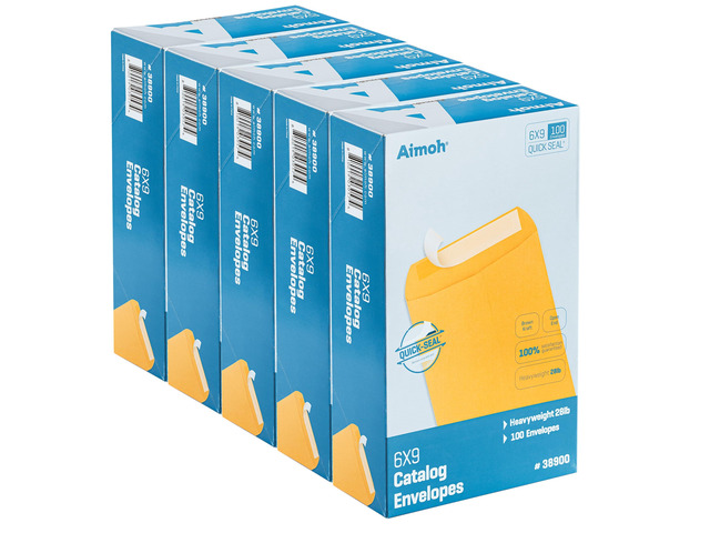 6 x 9 Self-Seal Brown Kraft Catalog Envelopes - 28lb, Ultra Strong Quick-Seal, 6x9 inch - 1000 Count (38900-CS)