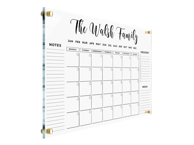 FAMILY NAME CALENDAR Personalized Acrylic Wall Calendar - Personalized Calendar 2026, Horizontal Wall Calendar, Monthly and Weekly Calendar,...