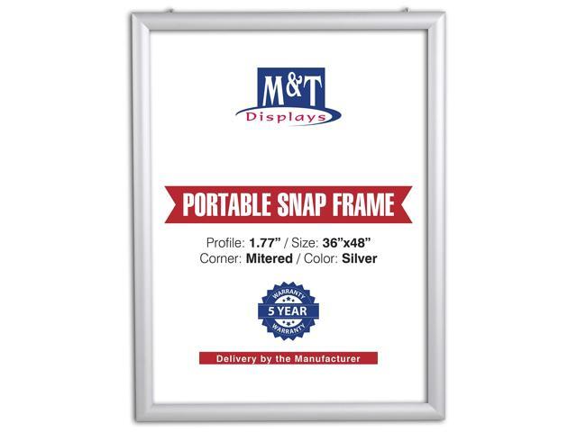 Portable Snap Poster Frame 36x48 Inch Silver 1.77' Aluminum Profile, Front Loading Wall Mounting Display for Photo Picture Document Certificate...
