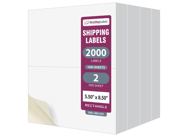 Half Sheet Shipping Labels 5.5' x 8.5' Printable Blank Labels for Laser & Inkjet Printers, White Self-Adhesive Stickers, 2 Per Page for Ship, FBA,...