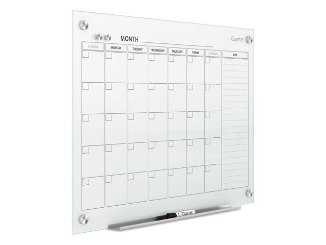 Dry Erase White Board 36'W x 24'H Glass Calendar, Magnetic Planning Board, White (GC2418F)