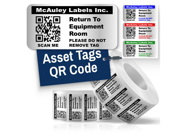 Custom QR Code Stickers - Numbered, Permanent, Adhesive Asset Tags for Equipment - Heavy Duty Metalized Polyester, Stronger Adhesive - 2x1 Inches
