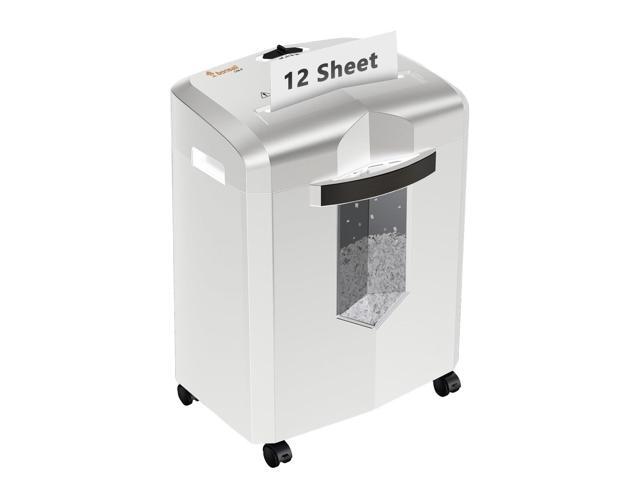 12-Sheet P-4 Micro-Cut Shredder, 60-Min Continuous Use, Shreds Paper, Credit Cards & CDs, 4-Gal Transparent Bin, Mobile Casters Black