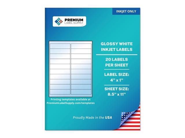 Glossy White Address Sticker Labels 4' x 1' (20 per Sheet) (Glossy White for Inkjet Only, 10,000 Labels)
