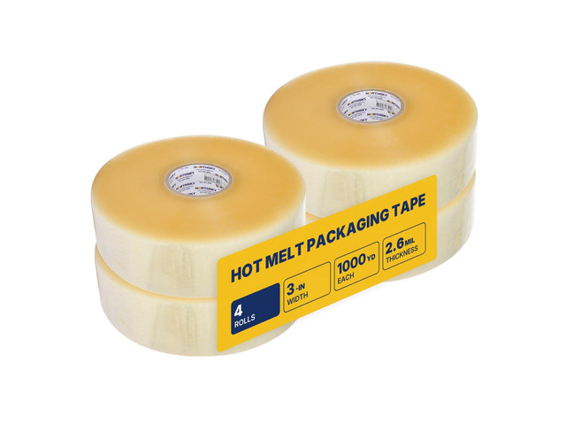Bulk Packing Tape, 4 Rolls Clear Packing Tape 3 Inch Wide x 1000 Yards Each, 2.6 Mil Heavy Duty Shipping Tape, Packaging Tape for Boxes, Carton...