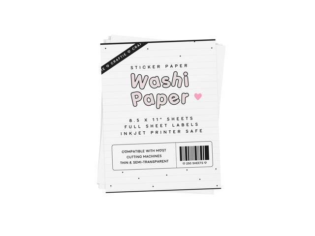 8.5 x 11 Washi Paper Sticker Paper White Printable Inkjet Printer Compatible Full Sheet Letter Size Labels (250 Sheets)