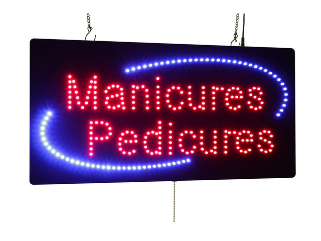 Manicures Pedicures Sign, Jumbo size, 31'x17', 78x43cm, LED, Neon, Florescent, Signage, Signboard, Display, Billboard, Screen, Grand Opening, Gift