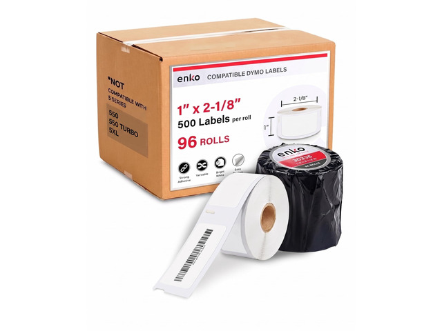30336 Direct Thermal Address, Shipping and Barcode Labels (1 x 2-1/8 inches) - 96 Rolls 48,000 Labels Compatible with Dymo LabelWriter 450 Turbo...