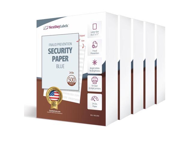 Blue Security Paper Multi-Purpose UNAUTHORIZED COPY Fraud Prevention Laser & Inkjet Printer Compatible 8.5' x 11 24 lb 500 Sheets (Case of...