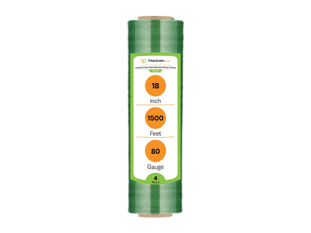 PSBM Tinted Green Stretch Wrap, 4 Rolls 18 Inch x 1500 Feet 80 Gauge, Heavy Duty Plastic Wrap Industrial Strength Shrink Film for Moving, Packing &...