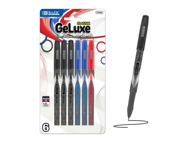 GeLuxe Assorted Gel Roller Pens, 1.0mm Medium, 6 Count GeLuxe assorted-color gel roller pens, 1.0 mm medium, Smooth bold gel ink, skip-free,...