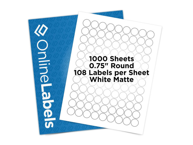 0.75 Inch Round Labels - Pack of 108,000 Circle Stickers, 1,000 Sheets - Inkjet/Laser Printer