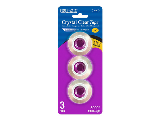 Crystal Clear Tape Refill, 3/4 in x 1000 in, 3 Ct, 144-Case fit standard dispensers
