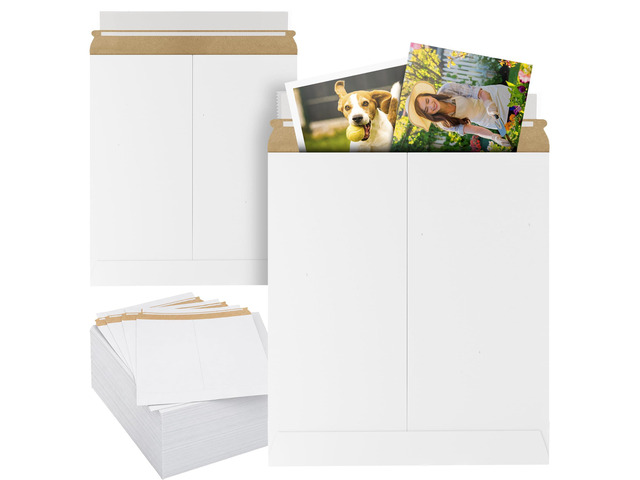 White Rigid Mailers, 12.75 x 15 Inch. Pack of 200 Cardboard Envelopes for Photos, Documents. Sturdy Stay Flat Mailers with Self-Seal Closure. Hard...