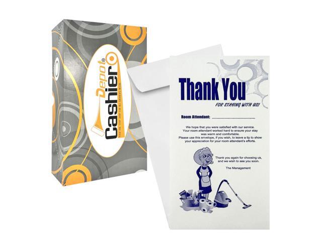 2500 Cashier Depot - Housekeeping Tip Thank You Envelopes 3-1/2' x 6-1/2', Sturdy 24 lb. White Paper, Gum Flap Perfect for Hotels, Motels, and.