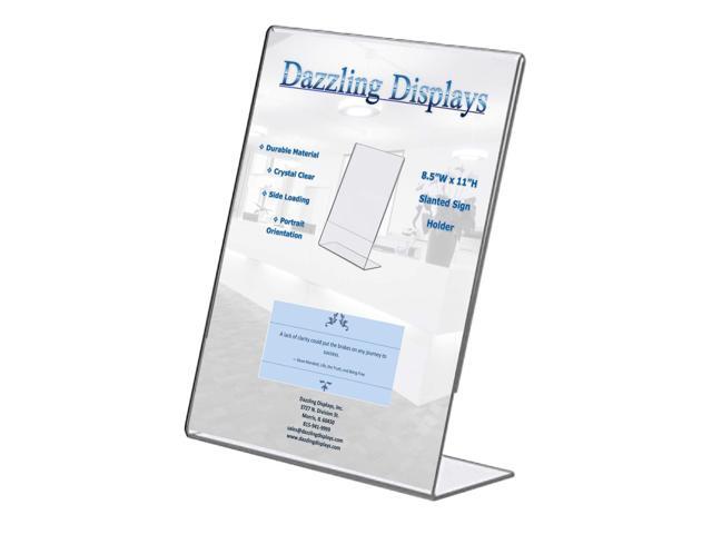 Clear Acrylic Slanted Sign Holder 8.5 x 11 - Clear Slanted Picture Frame - Premium Acrylic Sign Holder for Office, Retail, Tradeshow and Home Use...
