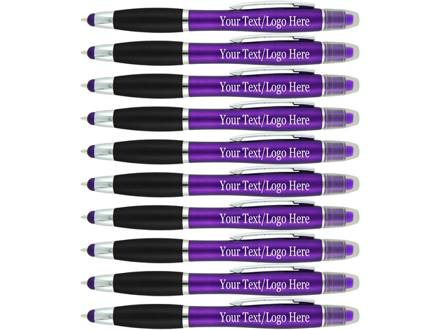 Personalized Pens with Gel Highlighter and Stylus -200 Pack Bulk-Free Imprint - 3 In Bible Highlighter No Bleed, Ballpoint Pen, and Stylus Combo-...