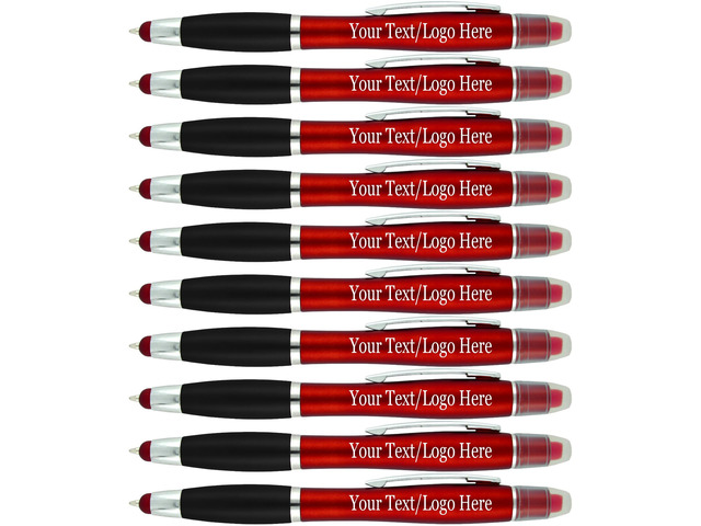 Personalized Pens with Gel Highlighter and Stylus -200 Pack Bulk-Free Imprint - 3 In Bible Highlighter No Bleed, Ballpoint Pen, and Stylus Combo-...