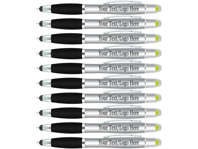 Personalized Pens with Gel Highlighter and Stylus -200 Pack Bulk-Free Imprint - 3 In Bible Highlighter No Bleed, Ballpoint Pen, and Stylus Combo-...