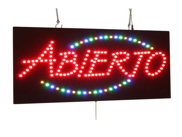 Abierto Sign, Jumbo Size, 32'x13', 81x33cm, LED, Neon, Florescent, Signage, Signboard, Display, Billboard, Screen, Grand Opening, Gift
