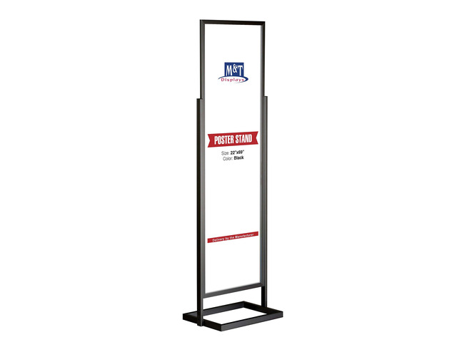 Metal Eco Info Board, Black 22x69 Inches Slide-In Poster Sign Holder 1 Tier Double Sided Floor Standing Pedestal Advertising Display with Backing...