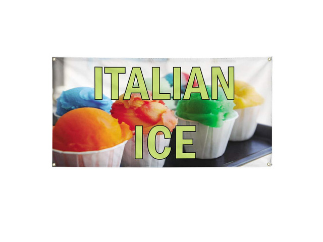 Vinyl Banner Multiple Sizes Italian Ice Outdoor Advertising Printing E Restaurant & Food Outdoor Weatherproof Industrial Yard Signs Yellow 10...