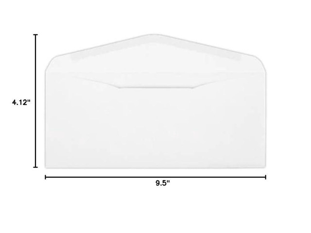 #10 Envelopes - 2500 Bulk Box - 4 1/8' x 9 1/2' - 24lb White - Gummed - Blank Windowless White Envelopes