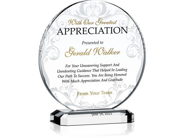Custom Crystal Appreciation Plaque Personalized Thank You Gift for Manager, Mentor, Boss, Coach, or Team Leader (XL - 10')