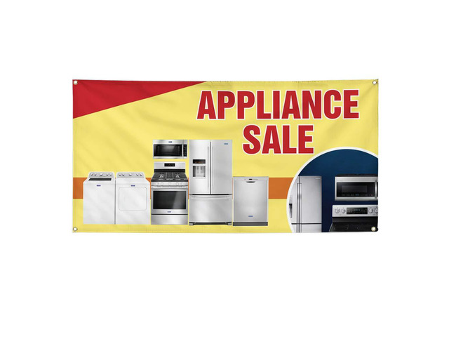 Vinyl Banner Multiple Sizes Appliance Sale Advertising Printing B Business Outdoor Weatherproof Industrial Yard Signs Red 10 Grommets 60x144Inches