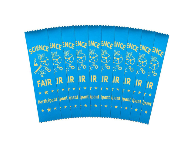 Science Fair Participant Ribbons - 1,000 Island Blue Bookmark Style Ribbons