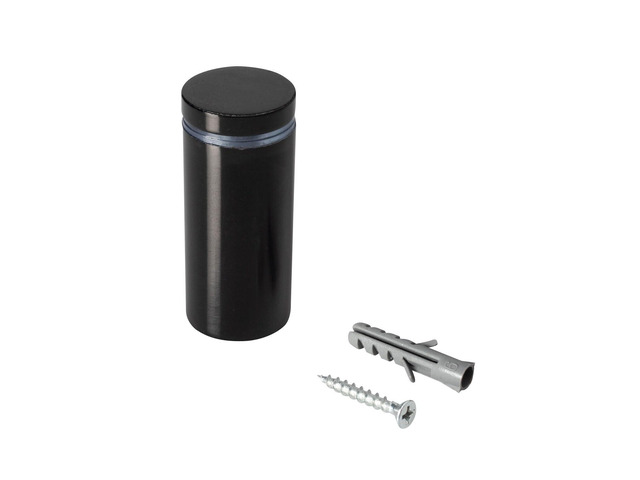 Sign Standoff 1' Diameter x 2' Barrel Length Black Aluminum Eco Series Easy Fasten Standoff Pack of 20