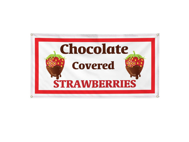 Vinyl Banner Multiple Sizes Chocolate Covered Strawberries Restaurant Cafe A Food & Beverage Berry Outdoor Weatherproof Industrial Yard Signs Red...