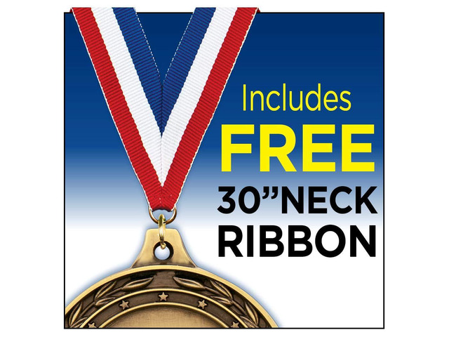 Student Council Medals, 2' Gold Scholastic Achievement Medal Award, Comes with Neck Ribbon, 50 Pack Prime