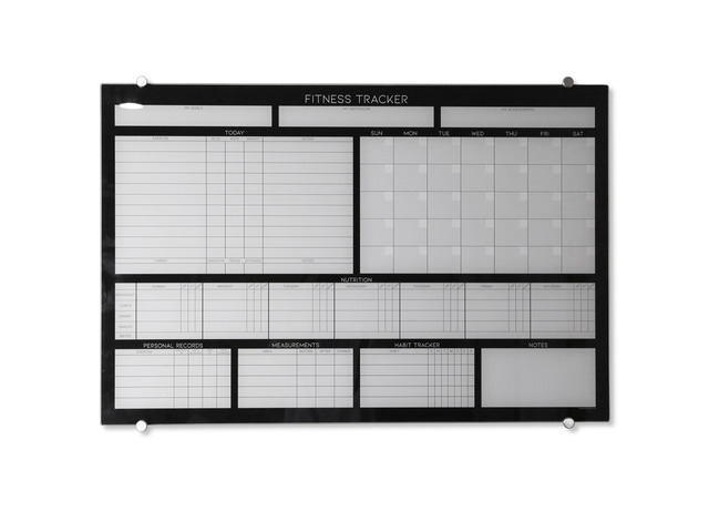 High-End Tempered Glass Dry Erase Whiteboard - Ideal Planner, Goal and Task Board for Fitness Tracking - Perfect Schedule Board for Home,...